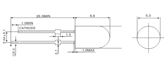 台荣-5MM 直插灯珠-5mm椭圆灯珠，5mm插件LED灯珠，5mm圆头系列